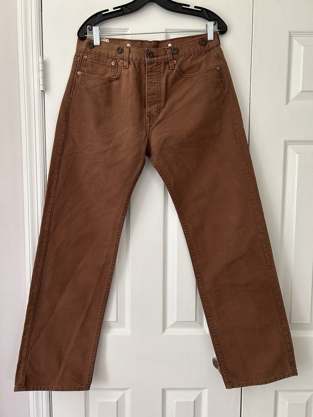 Levi’s Brown Duck Canvas Jeans Button Fly Cinch Buckle Back Relaxed Men’s 32x30